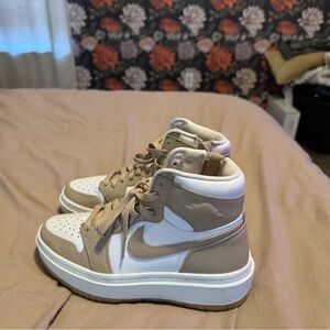 Nike High-Top Sneakers in Tan and White